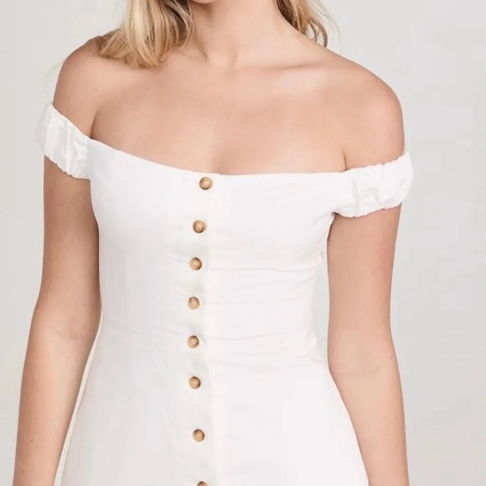 Favorite Daughter Off-Shoulder White Button-Front Mini Dress - Picture 4 of 12